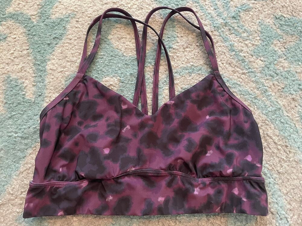 All in Motion Purple Black Sports Bra Women's M Running Yoga Pilates